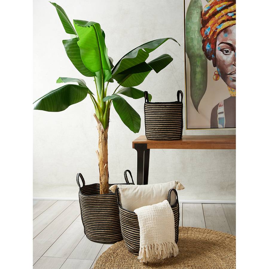 YIRMI ΚΑΛΑΘΙ SET 3ΤΜΧ 40x40x40cm ΓΙΟΥΤΑ ΦΥΣΙΚΟ ΜΑΥΡΟ