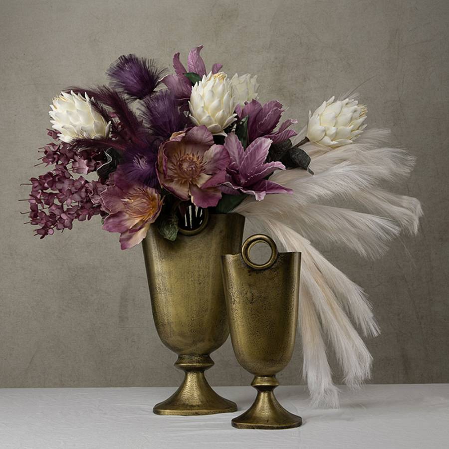 RENGO ΒΑΖΟ ΣΕΤ 2ΤΜΧ 26x14x52cm ΑΛΟΥΜΙΝΙΟ ΧΡΥΣΟ ΑΝΤΙΚΕ