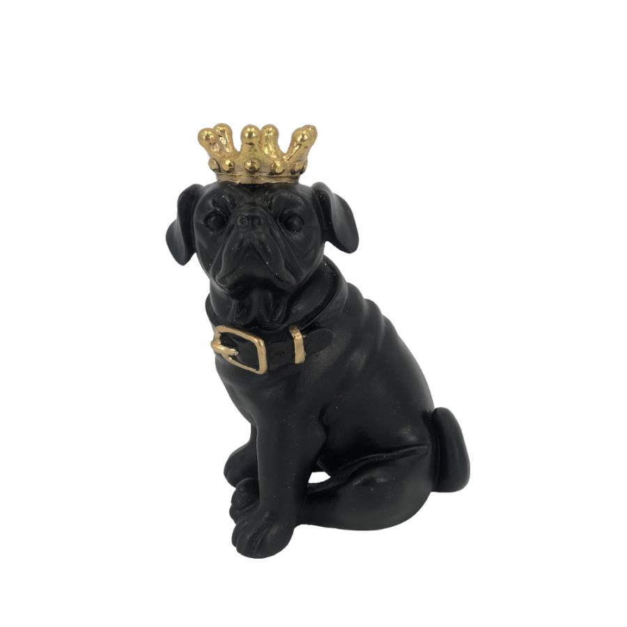 BURNIE 2 ΔΙΑΚΟΣΜΗΤΙΚΟ ΣΚΥΛΟΣ 13x10x17cm POLYRESIN ΜΑΥΡΟ ΧΡΥΣΟ