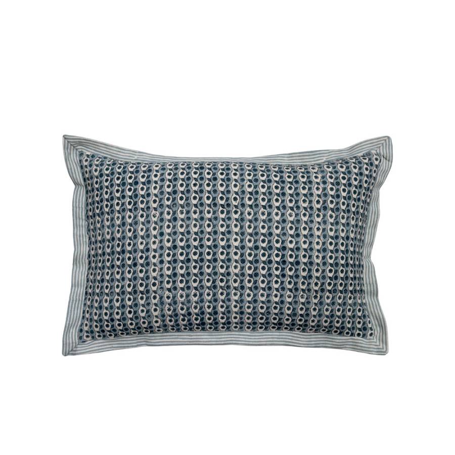 SEA BREEZE ΔΙΑΚΟΣΜΗΤΙΚΟ ΜΑΞΙΛΑΡΙ 60x40cm ΥΦΑΣΜΑ ΜΠΛΕ ΑΝΘΡΑΚΙ