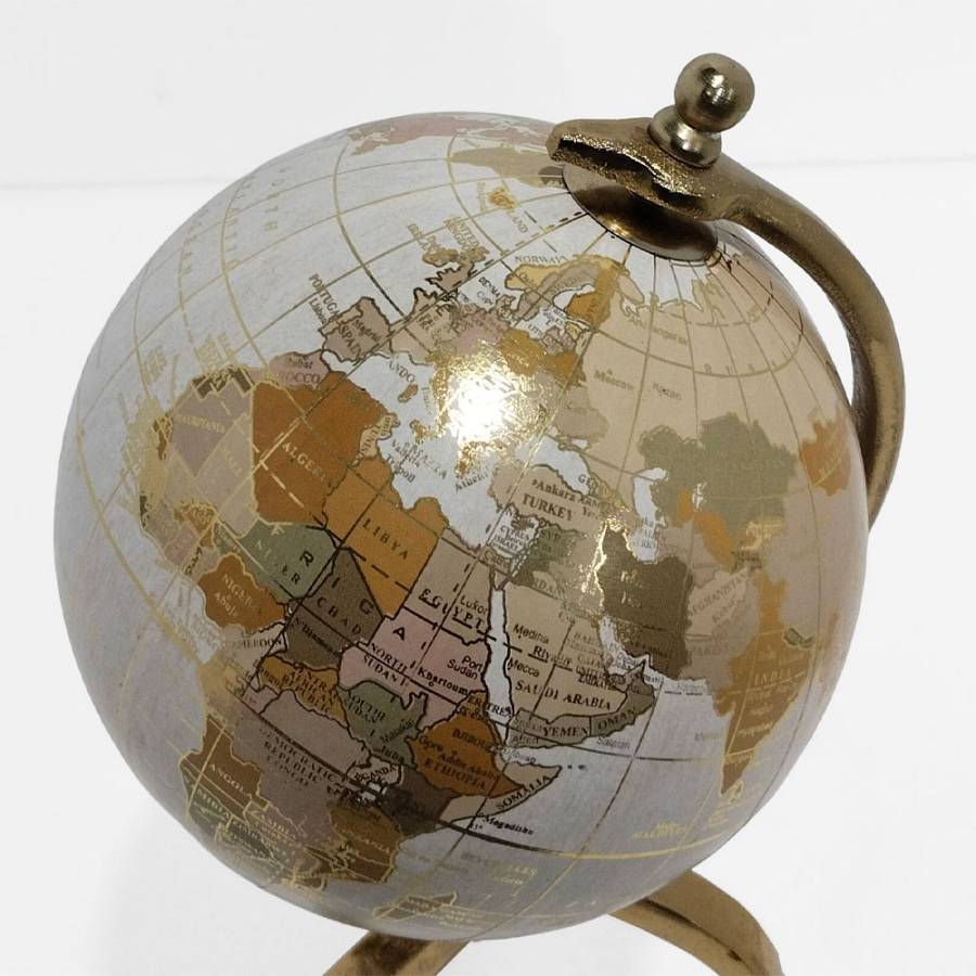 GLOBUS ΔΙΑΚΟΣΜΗΤΙΚΟ ΥΔΡΟΓΕΙΟΣ 15x15x41cm ΑΛΟΥΜΙΝΙΟ ΧΡΥΣΟ ΛΕΥΚΟ ΠΛΑΣΤΙΚΟ