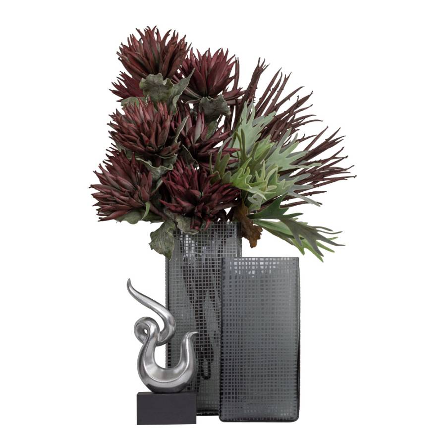 GRAVIR GREY ΒΑΖΟ 16x12x33cm ΓΥΑΛΙ ΓΚΡΙ