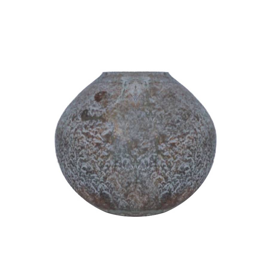 SHANDAR ΒΑΖΟ 18x18x17cm ΓΥΑΛΙ ΓΚΡΙ ΧΡΥΣΟ