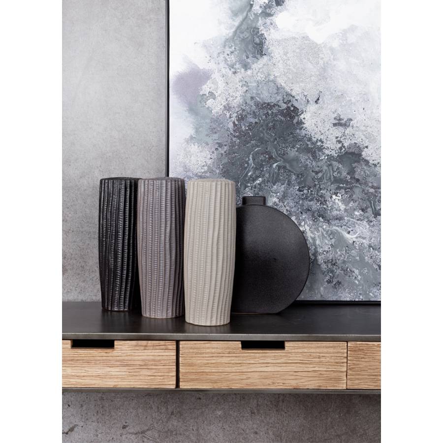 RIGE ΒΑΖΟ 12x12x36cm ΚΕΡΑΜΙΚΟ ΓΚΡΙ ΜΑΤ