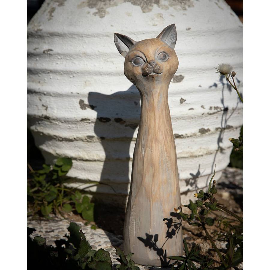 SAGIA ΔΙΑΚΟΣΜΗΤΙΚΟ ΓΑΤΑ 11x11x38cm POLYRESIN ΜΠΕΖ ΓΚΡΙ