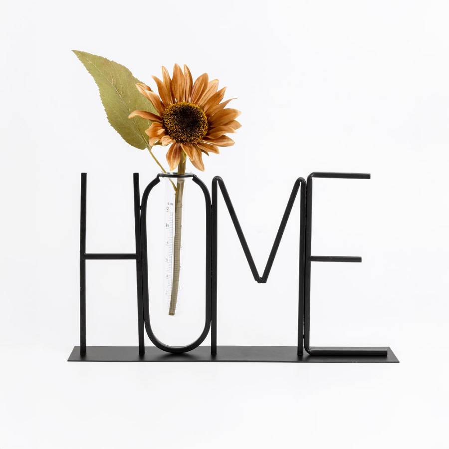 HOME ΔΙΑΚΟΣΜΗΤΙΚΗ ΕΠΙΓΡΑΦΗ 38x5x22cm ΜΕΤΑΛΛΟ ΜΑΥΡΟ ΓΥΑΛΙ