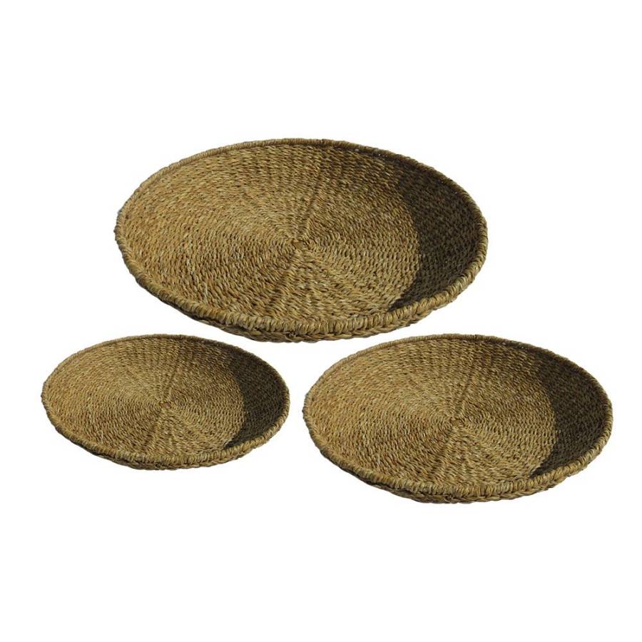 NEREA ΔΙΣΚΟΣ SET 3ΤΜΧ 55x55x8cm SEAGRASS ΦΥΣΙΚΟ ΜΕΤΑΛΛΟ