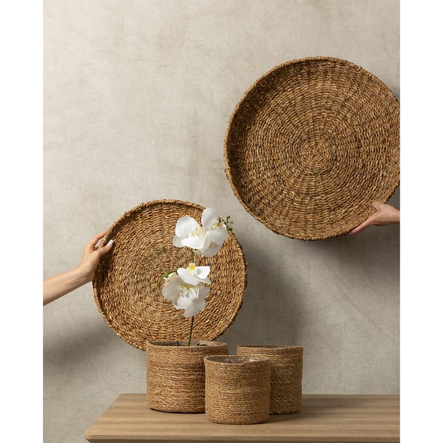 NEREA ΔΙΣΚΟΣ SET 3ΤΜΧ 55x55x8cm SEAGRASS ΦΥΣΙΚΟ ΜΕΤΑΛΛΟ