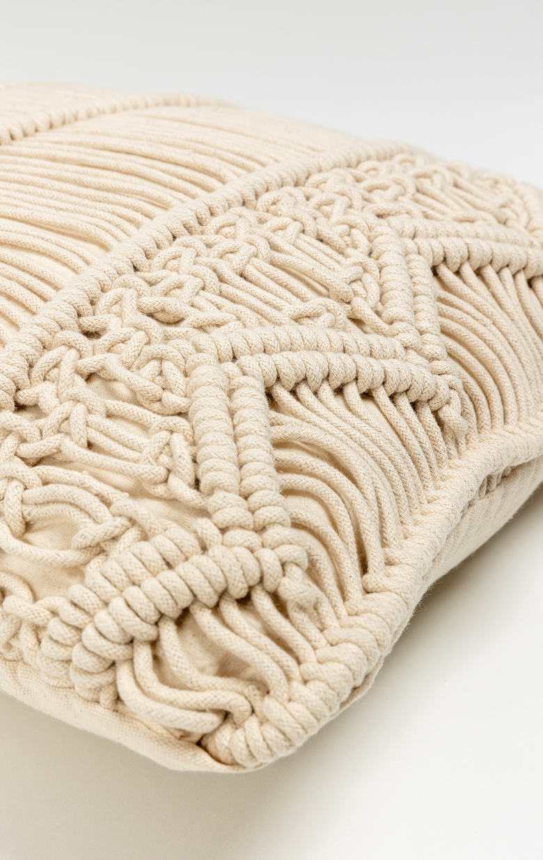 HARSHA ΔΙΑΚΟΣΜΗΤΙΚΟ ΜΑΞΙΛΑΡΙ MACRAME 45x45cm ΒΑΜΒΑΚΙ IVORY POLYESTER