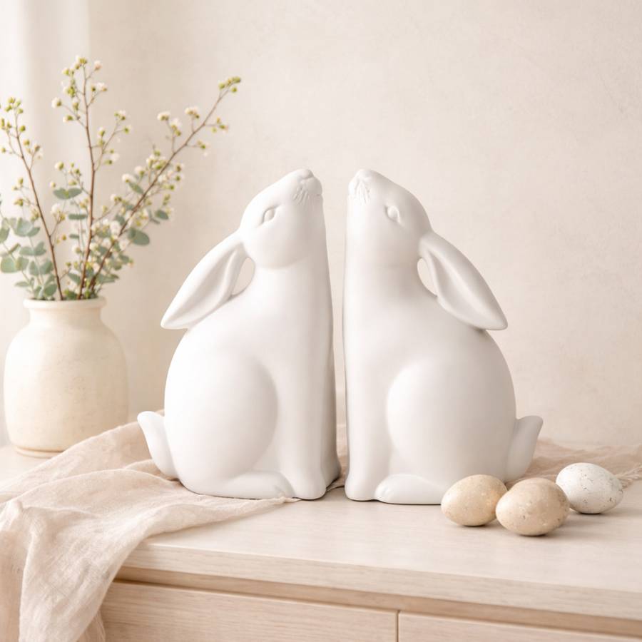 BUN BUN ΔΙΑΚΟΣΜΗΤΙΚΟ ΒΙΒΛΙΟΣΤΑΤΗΣ SET 2ΤΜΧ 22x9x18cm POLYRESIN ΛΕΥΚΟ