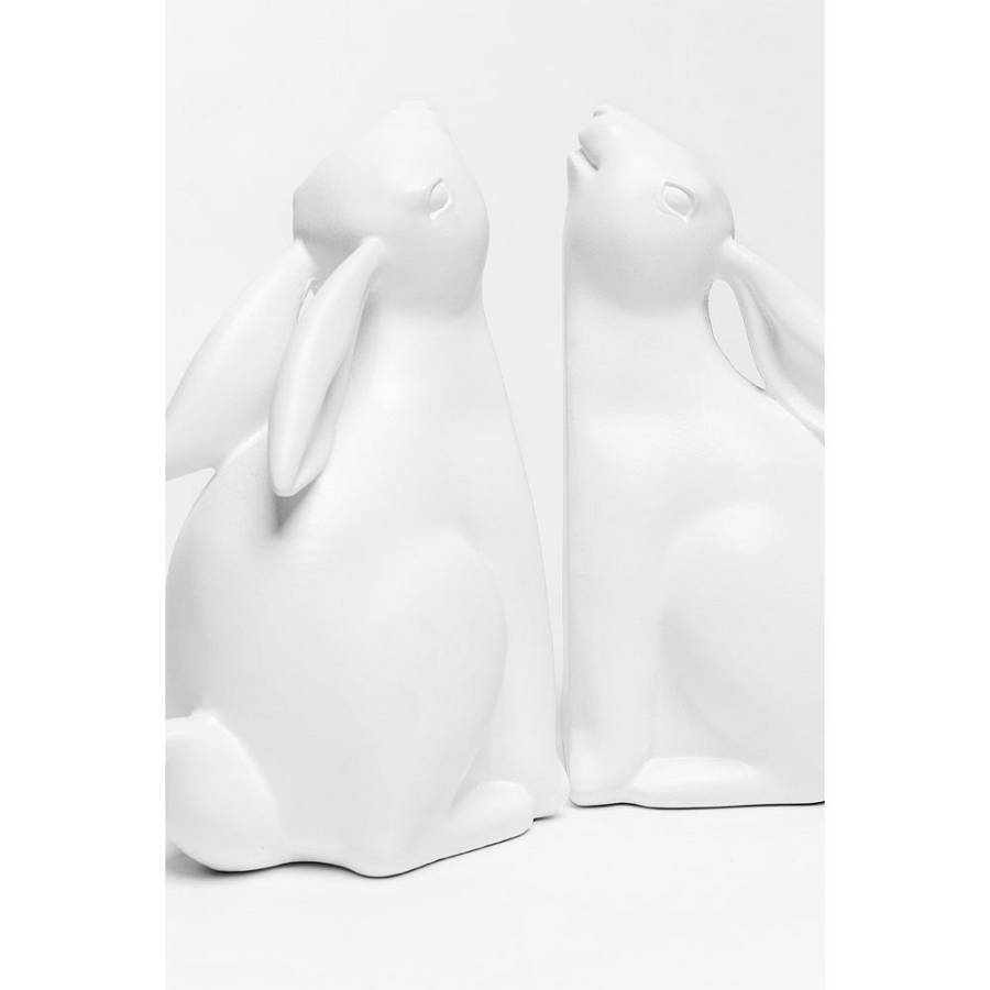 BUN BUN ΔΙΑΚΟΣΜΗΤΙΚΟ ΒΙΒΛΙΟΣΤΑΤΗΣ SET 2ΤΜΧ 22x9x18cm POLYRESIN ΛΕΥΚΟ