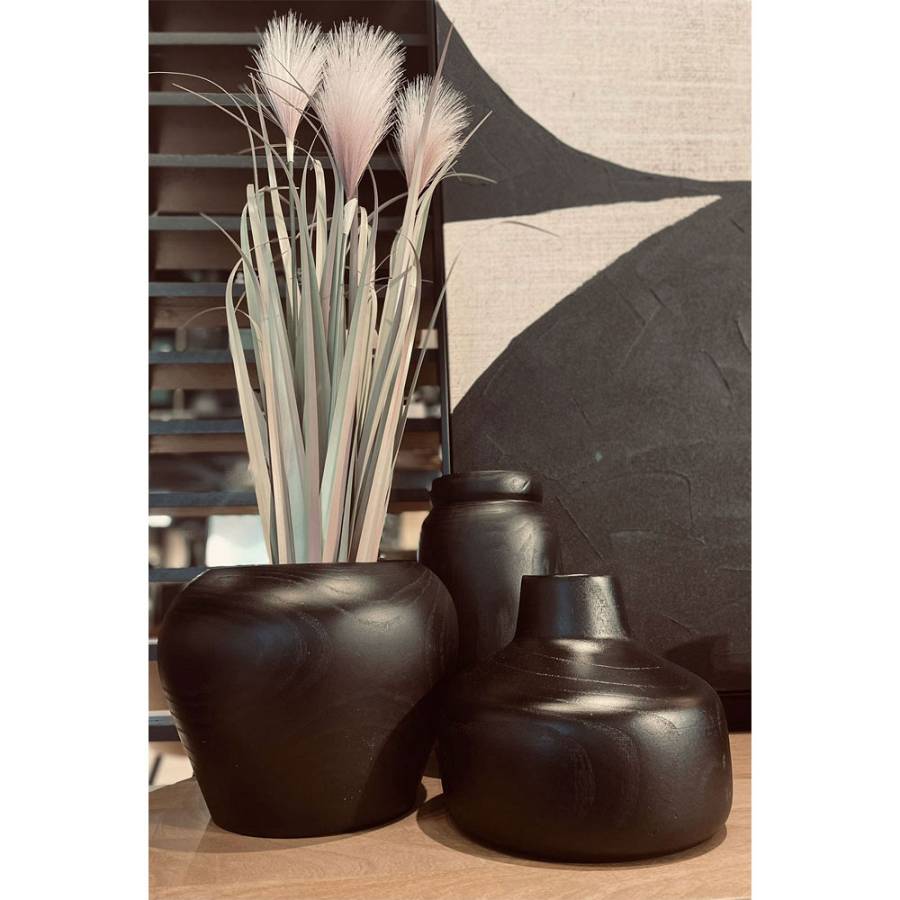 NUBIA ΒΑΖΟ 14x14x30cm ΞΥΛΟ ΜΑΥΡΟ