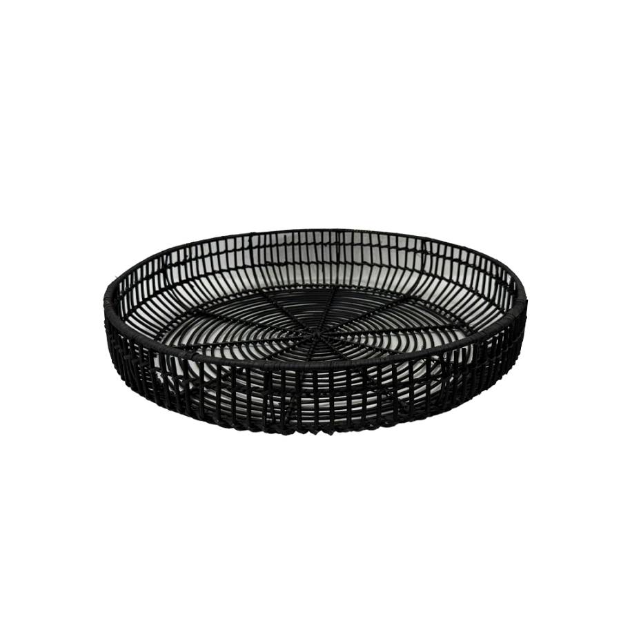 ONYX ΔΙΣΚΟΣ 51x51x9cm RATTAN ΦΥΣΙΚΟ ΜΑΥΡΟ