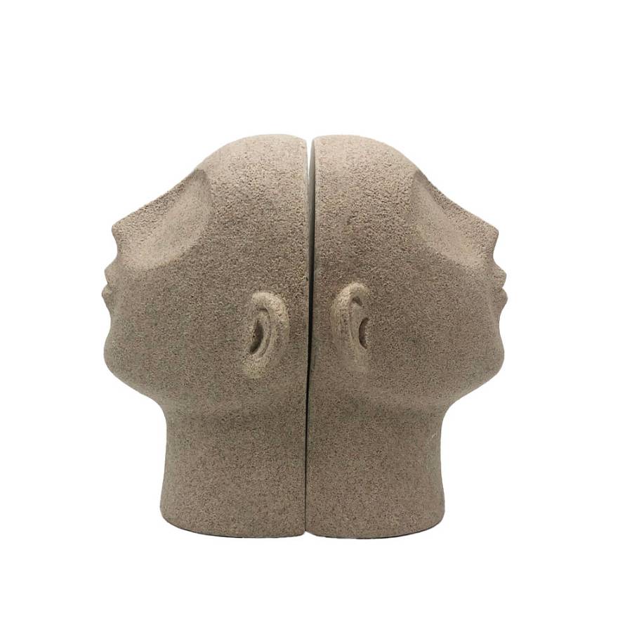 VOLTO LIBRO ΔΙΑΚΟΣΜΗΤΙΚΟ ΠΡΟΣΩΠΟ 25x18.5x23cm POLYRESIN STONE ΜΠΕΖ