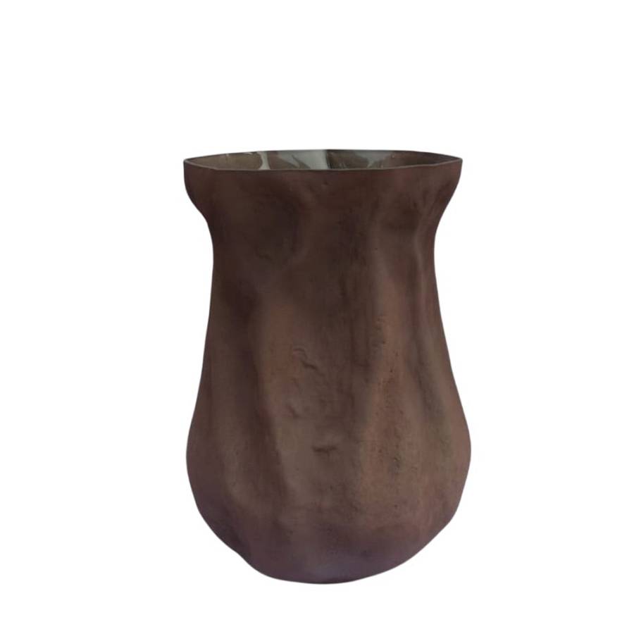 MIST ΒΑΖΟ 27x24x38cm ΓΥΑΛΙ ΚΑΦΕ