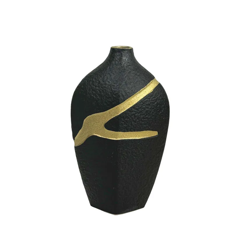 ΚΕΡΑΜΙΚΟ ΒΑΖΟ ΜΑΥΡΟ ΜΕ ΧΡΥΣΟ ΑΥΛΑΚΩΤΟ ΣΧΕΔΙΟ ΜΙΚΡΟ - 30cm 1/8ΚΙΒ
