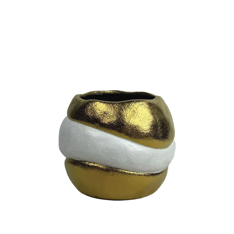 ΚΕΡΑΜΙΚΟ ΒΑΖΟ-ΜΠΟΛ ΛΕΥΚΕΣ/ΧΡΥΣΕΣ ΑΝΑΓΛΥΦΕΣ ΔΙΠΛΕΣ ΜΕΓΑΛΟ - 22.4cm 1/6ΚΙΒ