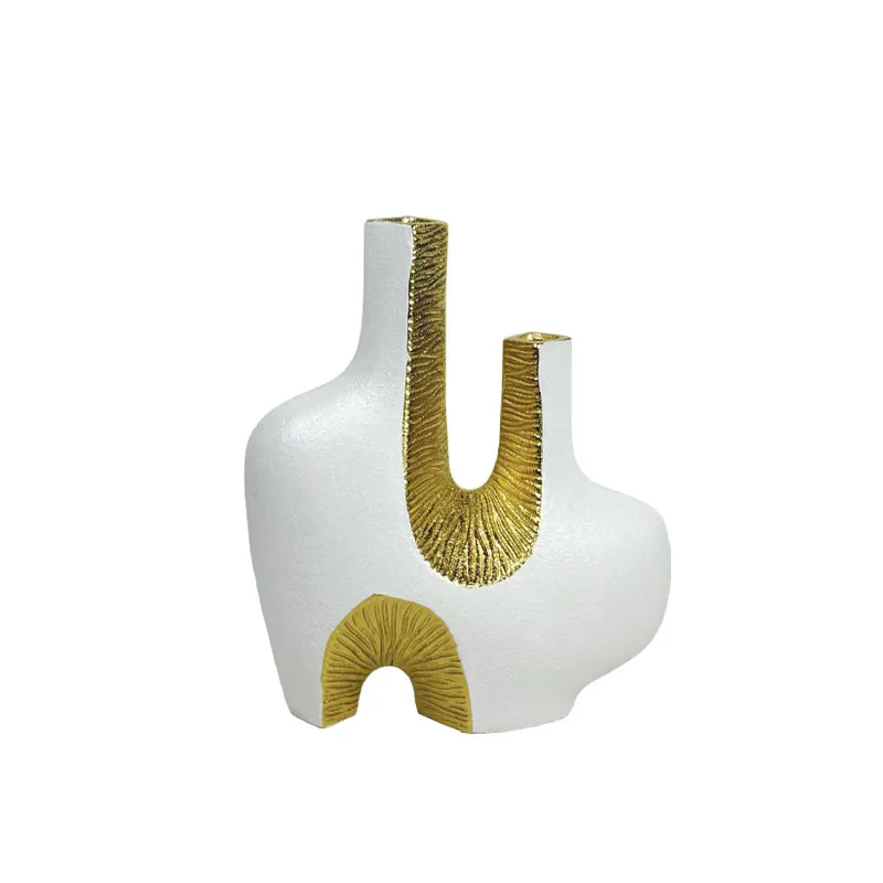 ΚΕΡΑΜΙΚΟ ΒΑΖΟ ΛΕΥΚΟ/ΧΡΥΣΟ ΑΦΗΡΗΜΕΝΟ 2 ΣΤΟΜΙΑ - 29.2cm 1/6ΚΙΒ