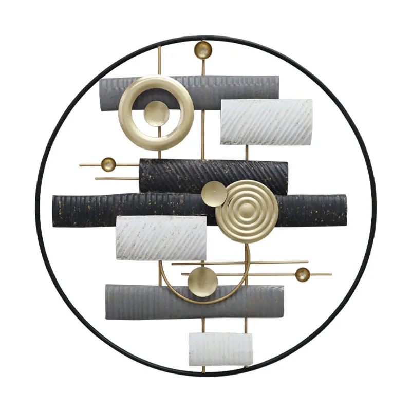 ΜΕΤΑΛΛΙΚΟ ΤΟΙΧΟΥ ΧΡΥΣΟ/ΜΑΥΡΟ/ΓΚΡΙ ΣΤΤΡΟΓΓΥΛΟ ΣΧΗΜΑΤΑ ΑΦΗΡΗΜΕΝΟ - Φ58.4x4.4cm 4/KIB