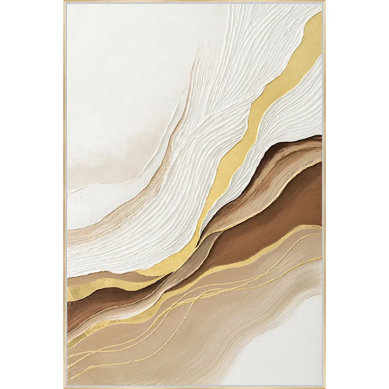 ΠΙΝΑΚΑΣ ΚΑΜΒΑΣ ΕΚΡΟΥ/ΚΑΦΕ/ΧΡΥΣΟ ΑΦΗΡΗΜΕΝΟ ΑΝΑΓΛΥΦΟ ΣΧΕΔΙΟ ΣΕ ΚΟΡΝΙΖΑ - 102.5x152.5x4.5cm 6/KIB