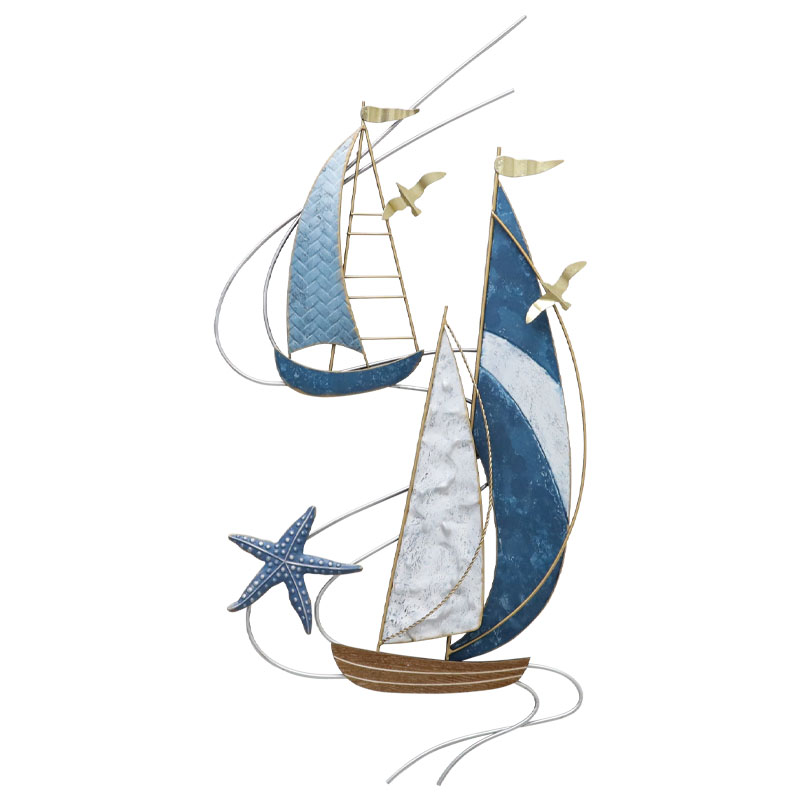 ΜΕΤΑΛΛΙΚΟ ΔΙΑΚΟΣΜΗΤΙΚΟ ΤΟΙΧΟΥ ΜΕ 2 ΚΑΡΑΒΙΑ - 43.2x88.3x3.2cm 4/ΚΙΒ