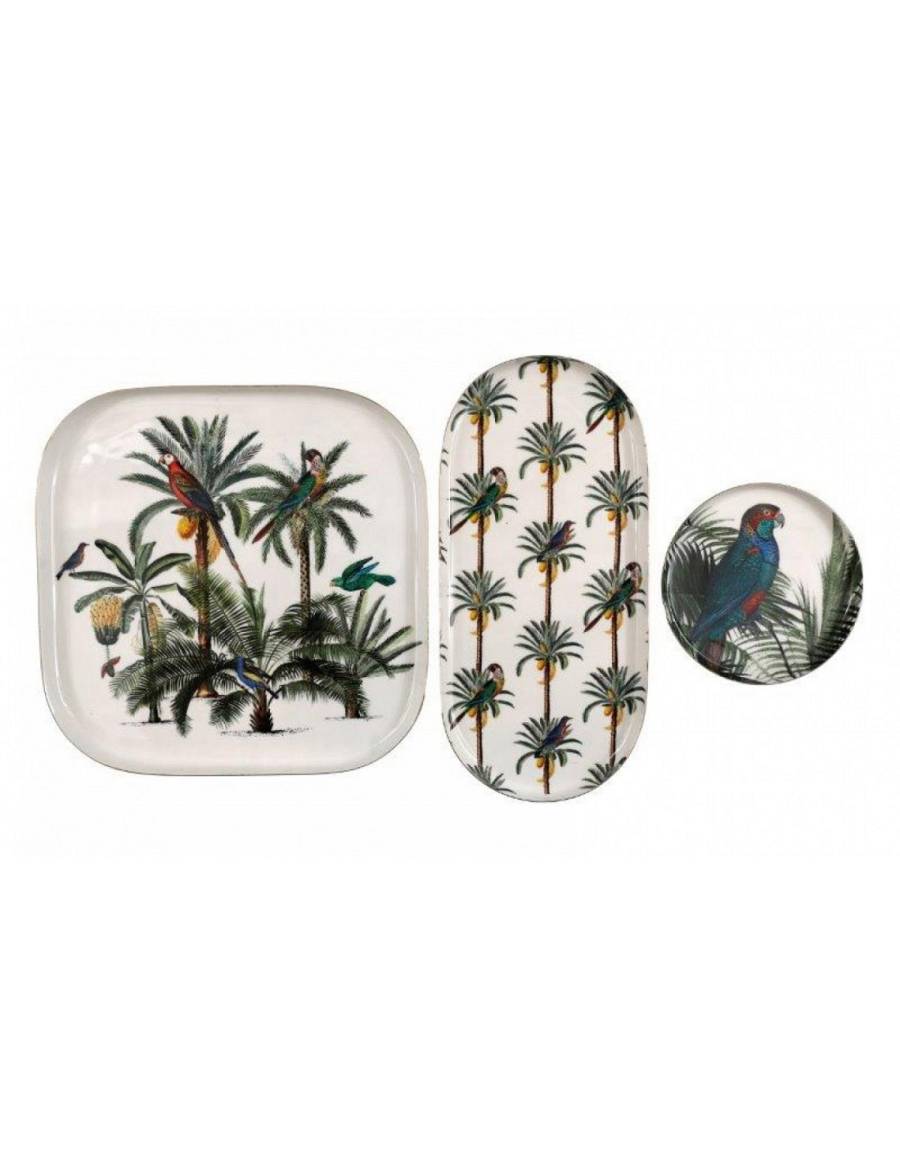 Πιατέλες μεταλ.PALM s/3 21X21X0.5CM /  21X10.5X0.5CM / 11X11X0.5CM