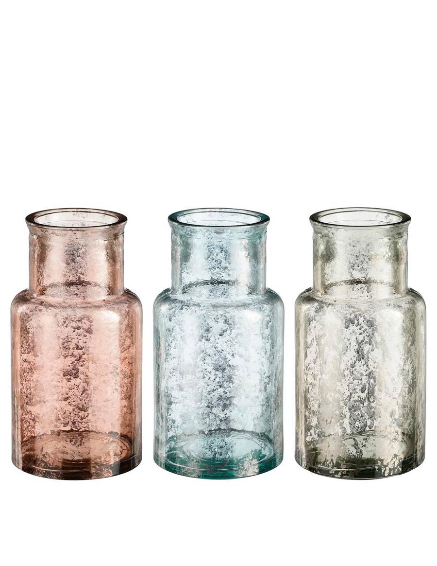 Βάζο γυαλ.ανακυκλ. 3χρώματα Φ15 Η28cm