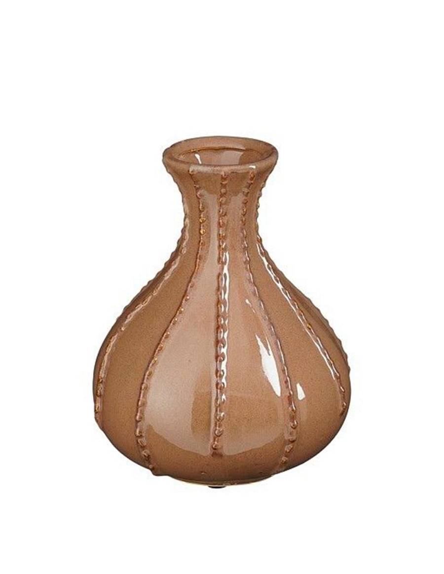 Βάζο κεραμικό καφέ Stephanie Φ17Η19 cm