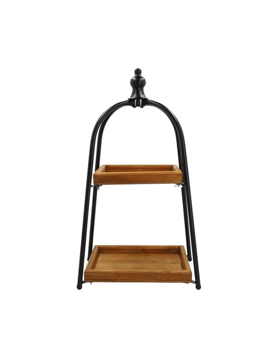 Δίσκος σερβ.mango /μέταλλο 2οροφος 53x40H43cm