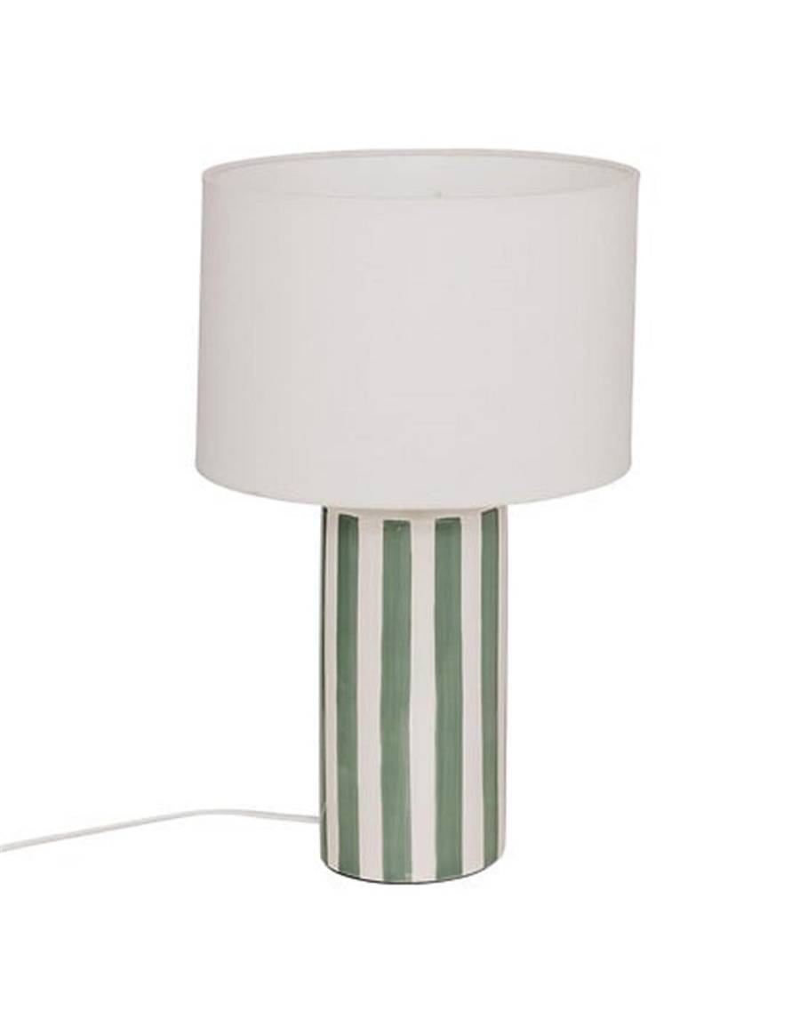 Λάμπα stoneware πράσινες ρίγες 28x47cm