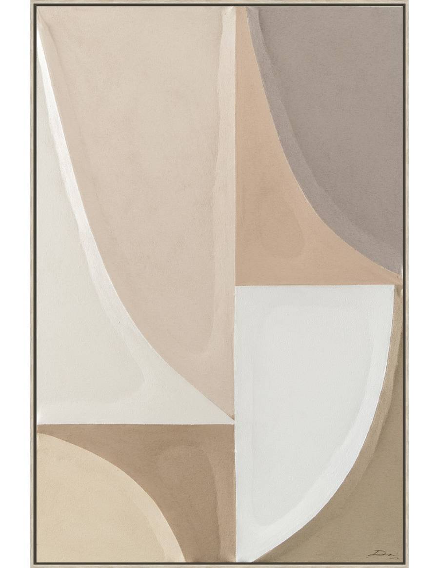 Πίνακας  χειρ.ζωγραφ.με ξυλινο πλαίσιο,καφέ ημικύκλια 80x120cm