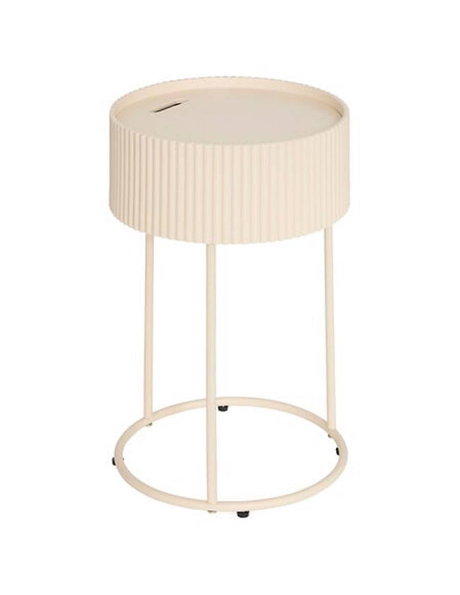 Τραπέζι βοηθητικό εκρού MDF/μεταλλικά πόδια 33x48cm