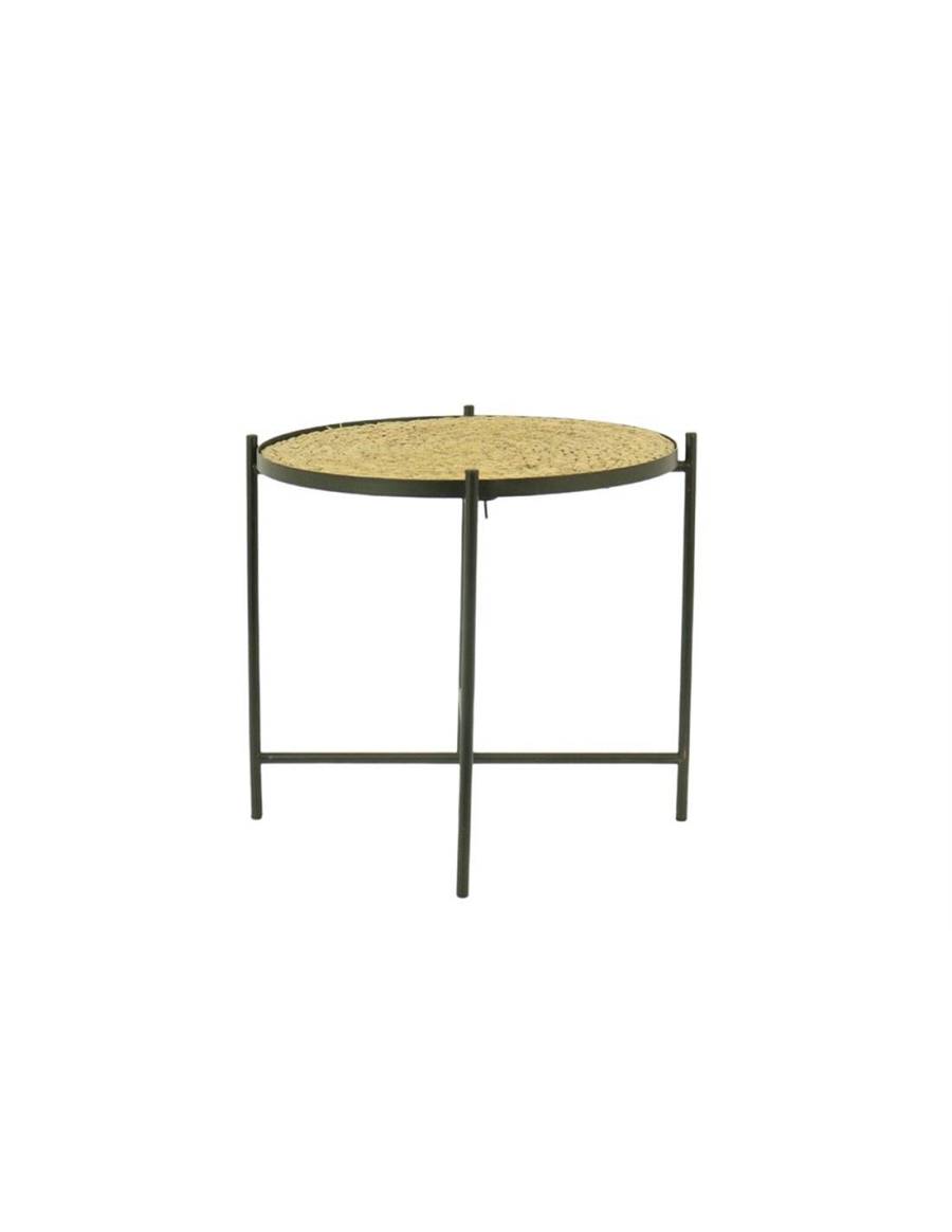 Τραπέζι βοηθητικό μέταλλο/ξύλο Φ43Η62cm