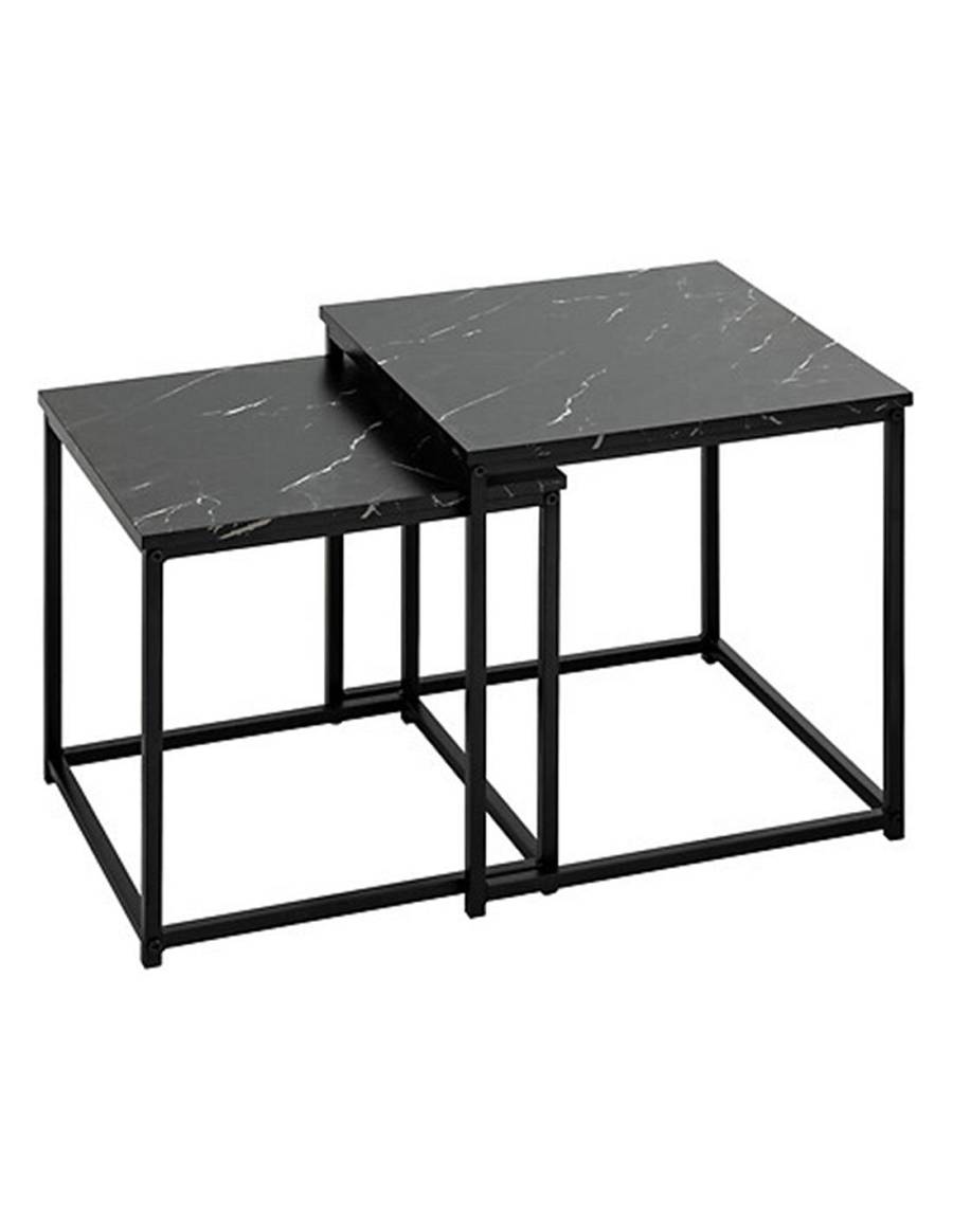 Τραπέζια βοηθητικά μεταλ.μαύρο marble σ/2 (37,5X37,5X40+33.5X33.5X36)