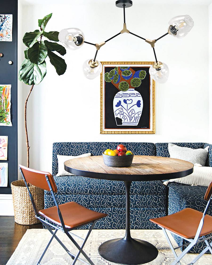 Κρεμαστό φωτιστικό από μαύρο μέταλλο και διάφανο γυαλί 4XE27 D:120cm (6129-4-GL)