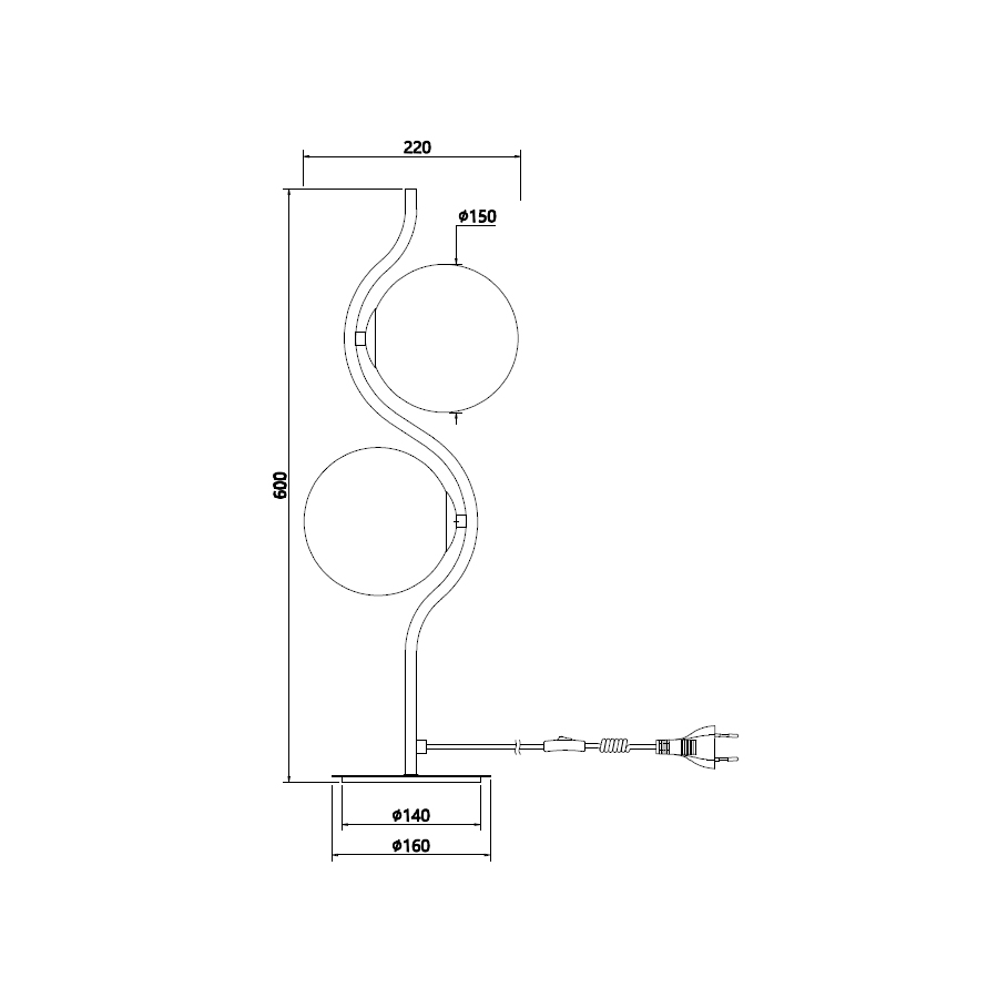 ΕΠΙΤΡΑΠΕΖΙΟ ΔΙΦΩΤΟ ΦΩΤΙΣΤΙΚΟ-ΚΩΔ. WAVE-2T-BL