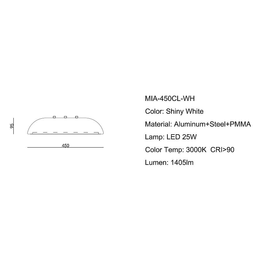 MIA - Λευκό Μεταλλικό Φωτιστικό Οροφής