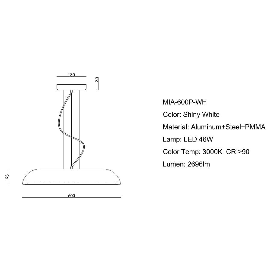 MIA - Λευκό Μεταλλικό Κρεμαστό Φωτιστικό