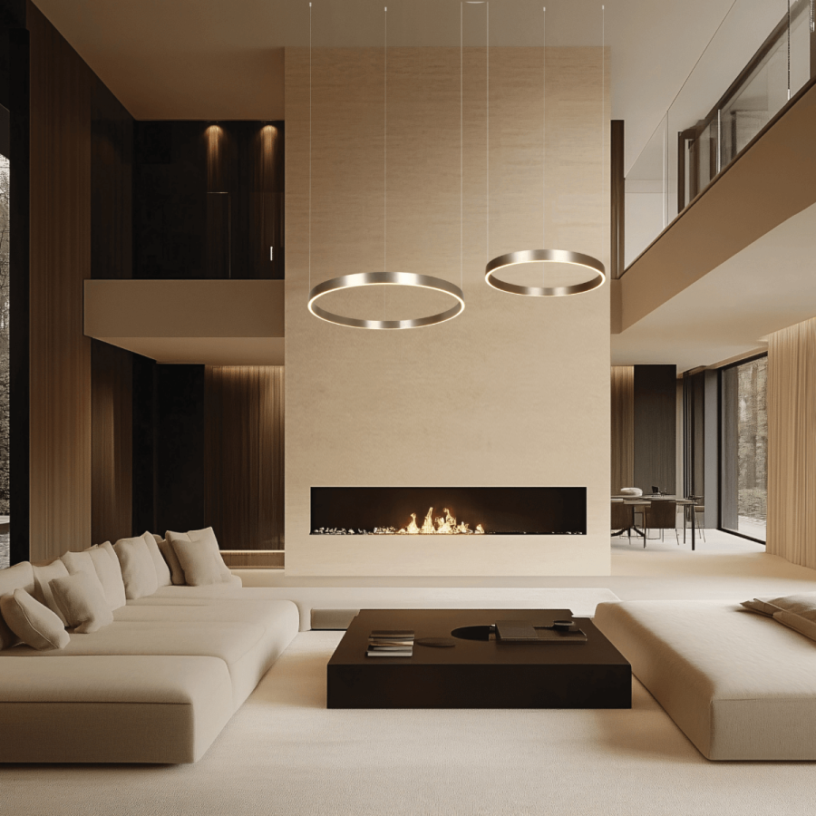 PENDANT LED LIGHT UP-DOWN 118W 3000K ELECTROPLATE BRUSHED COFFEE ALUMINIUM - ACRYLIC