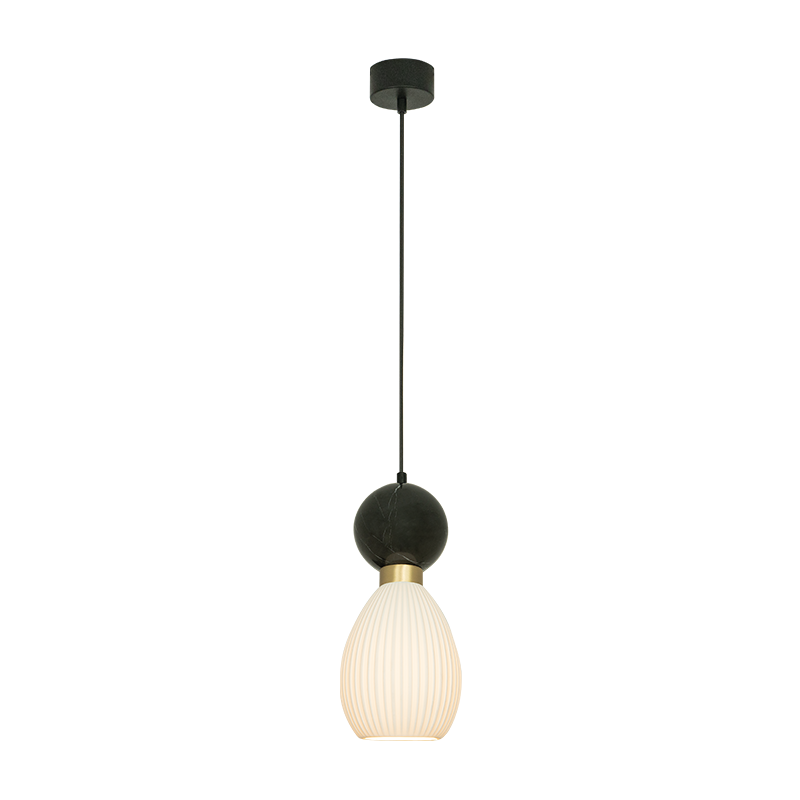 PENDANT LAMP E14 MAX 15W BLACK MARBLE - BRASS
