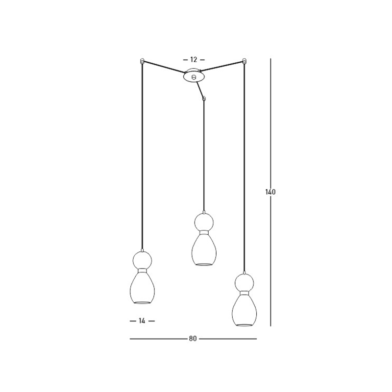 PENDANT 3XE14 MAX 15W BLACK MARBLE - BRASS