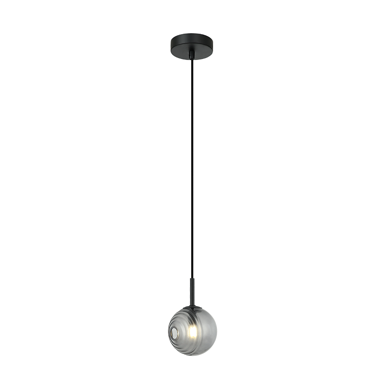 PENDANT LIGHT 1XG9 MAX 5W METAL-GLASS, BLACK-SMOKED