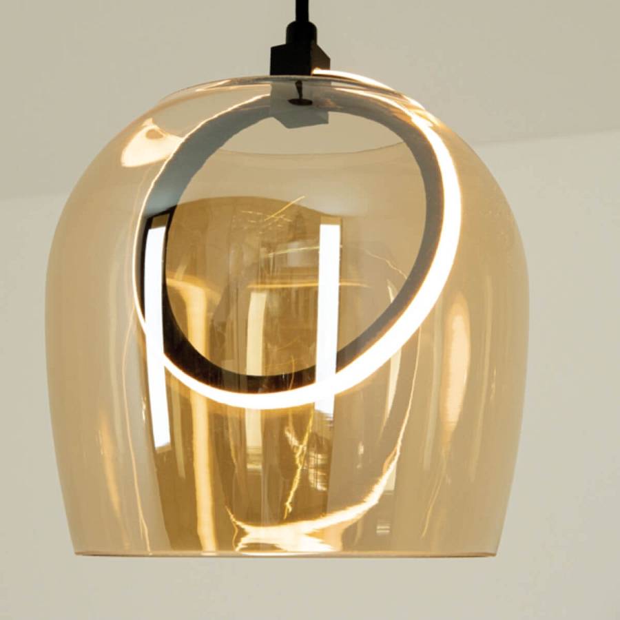 PENDANT LED LIGHT 6W 3000K METAL-SILICON-GLASS,BLACK-CHAMPAGNE