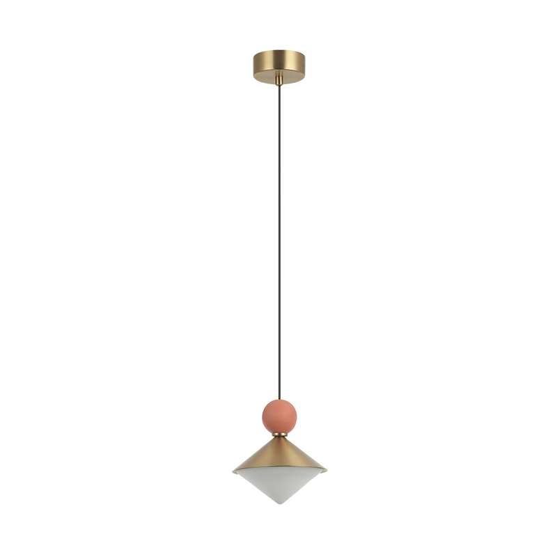 PENDANT LED LIGHT 8W 3000K CERAMIC - METAL - GLASS, BRASS