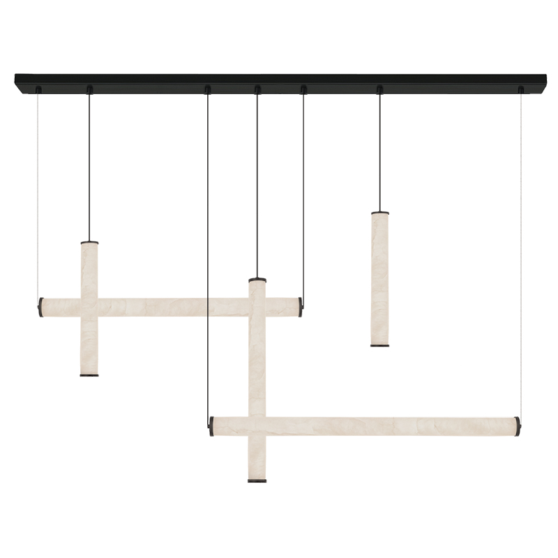 PENDANT LED LIGHT 93W 3000K SUNDY BLACK METAL - ALUMINIUM - ALABASTER