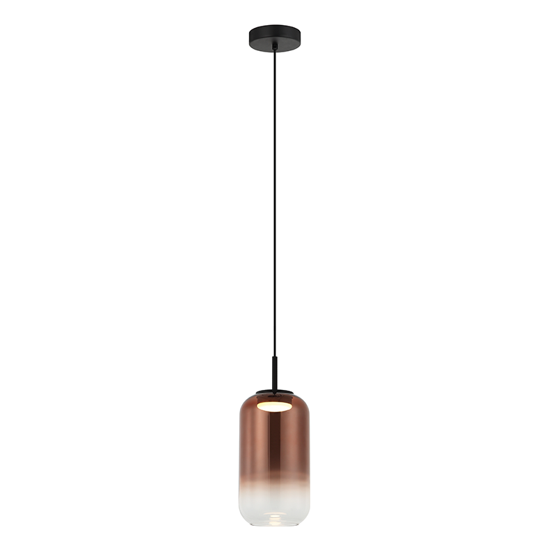 PENDANT LED LIGHT 12W 3000K BLACK-COPPER GLASS