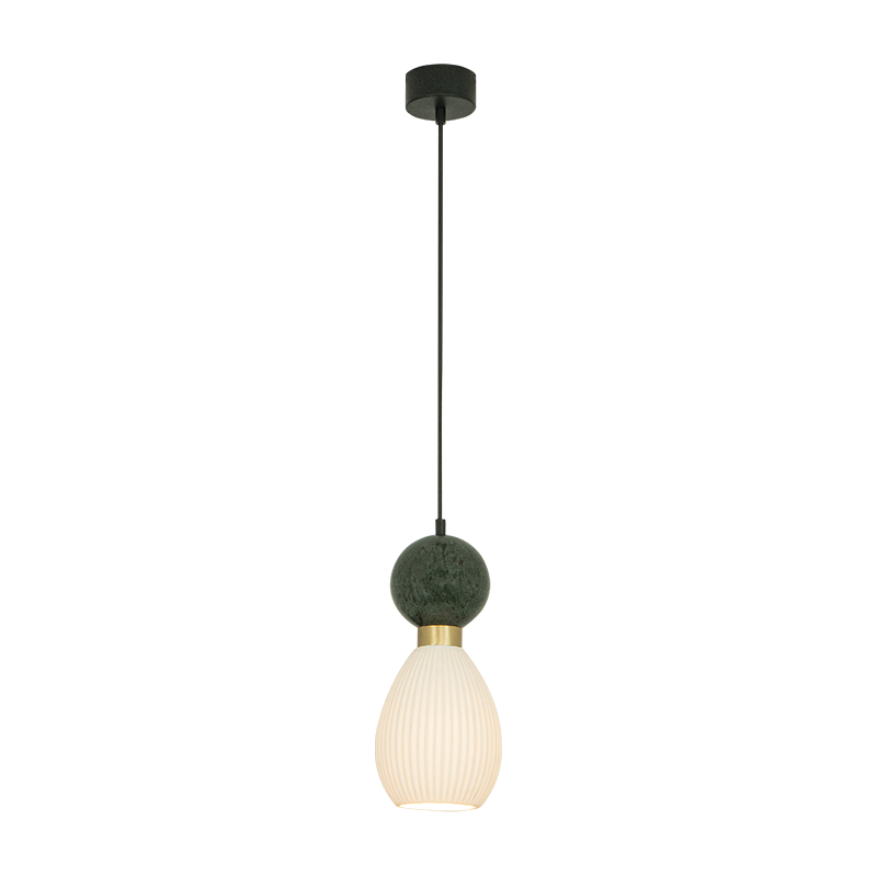 PENDANT LAMP E14 MAX 15W GREEN MARBLE - BRASS