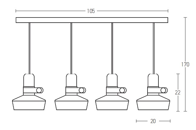 PENDANT LIGHT 4XE27 MAX 40W WHITE