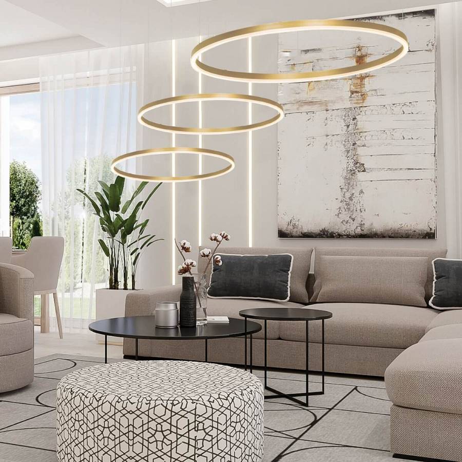 LED PENDANT LIGHT  43W 3000K  ALUMINIUM  & ACRYLIC  GOLD