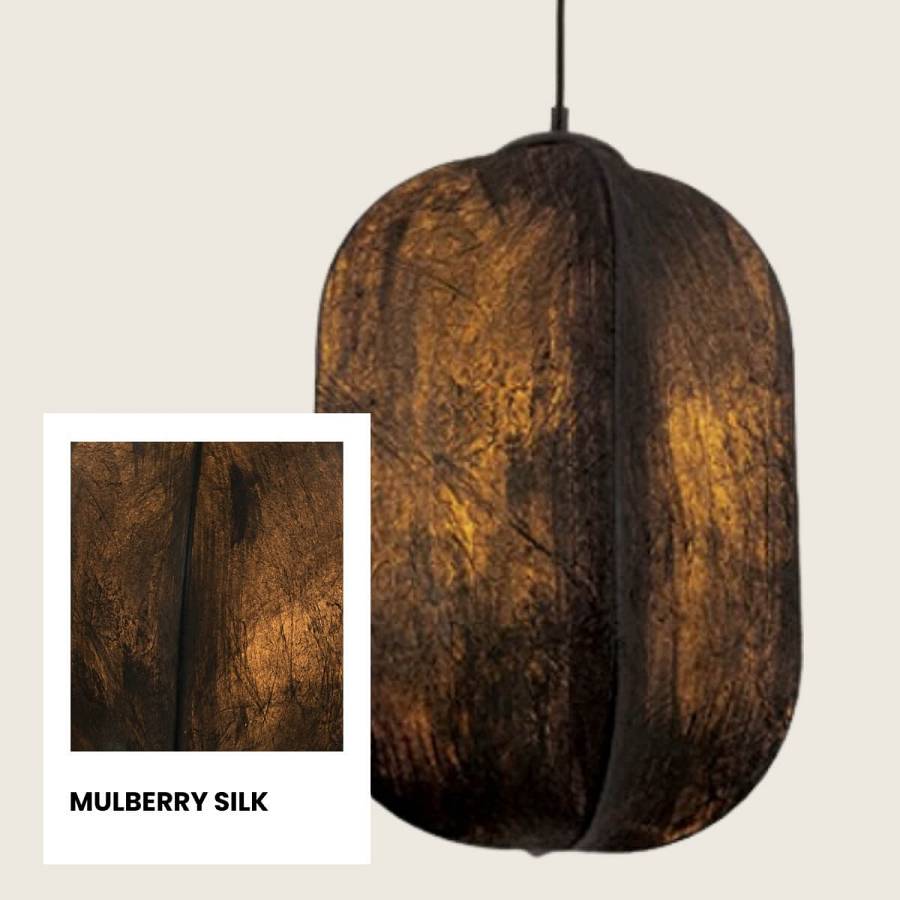 PENDANT LIGHT 1xE27 MAX 15W MULBERRY SILK - METAL BLACK